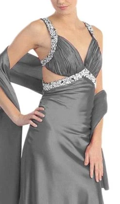 Eureka Fashion - 2120 Jeweled Ruche-Ornate Cutout Long Gown Formal Gowns