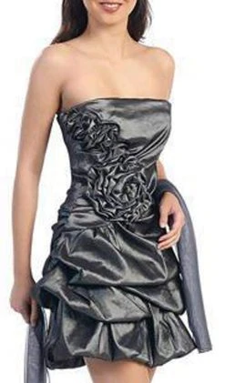 Eureka Fashion - 2261 Rosette Accented Strapless Bubble Dress Cocktail Dresses 6 Eureka Fashion - 2261 Rosette Accented Strapless Bubble Dress Cocktail Dresses