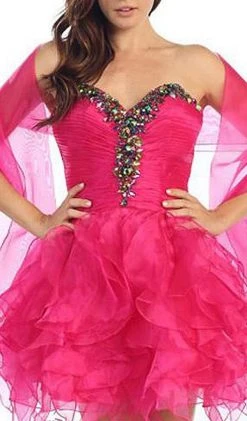 Cocktail Dresses Eureka Fashion - 2273 Embellished Pleated Ruffled A-line Dress