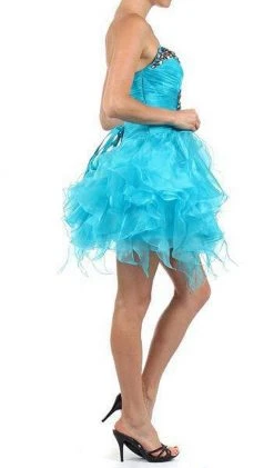 Cocktail Dresses Eureka Fashion - 2273 Embellished Pleated Ruffled A-line Dress