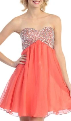 Eureka Fashion - 2301 Beaded Sweetheart Chiffon A-line Dress Cocktail Dresses