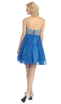 Eureka Fashion - 2301 Beaded Sweetheart Chiffon A-line Dress Cocktail Dresses