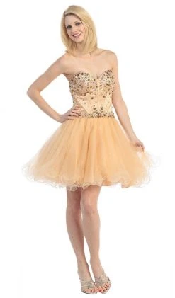 Eureka Fashion - 2337 Beaded Strapless Sweetheart A-line Dress