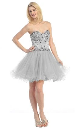 Eureka Fashion - 2337 Beaded Strapless Sweetheart A-line Dress