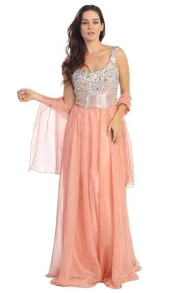 Eureka Fashion - 2401 Beaded One Shoulder Chiffon A-line Dress