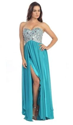 Eureka Fashion - 2500 Rhinestone-Crusted Strapless Sweetheart Gown