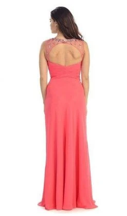 Eureka Fashion - 2666 Sleeveless Beaded Illusion Bateau Chiffon Dress Formal Gowns