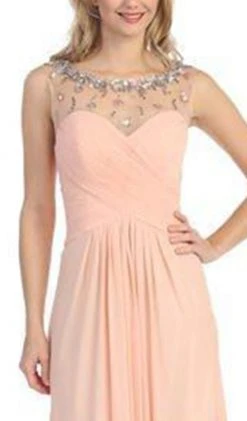 Eureka Fashion - 2666 Sleeveless Beaded Illusion Bateau Chiffon Dress Formal Gowns