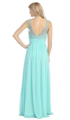 Eureka Fashion - 4001 Bejeweled Illusion Bateau Chiffon A-line Dress Formal Gowns