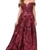 Formal Gowns Eureka Fashion - 6733 Sequined Deep Off-Shoulder Velvet A-line Dress