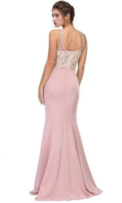 Eureka Fashion - 7022 Beaded Illusion Scoop Mermaid Dress Formal Gowns