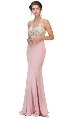 Eureka Fashion - 7022 Beaded Illusion Scoop Mermaid Dress Formal Gowns