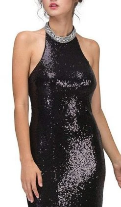 Eureka Fashion - 7105 Sequined Halter Trumpet Dress Formal Gowns