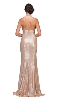 Eureka Fashion - 7105 Sequined Halter Trumpet Dress Formal Gowns