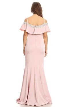 Eureka Fashion - 7333 Bejeweled Ruffle Overlay Mermaid Gown Formal Gowns