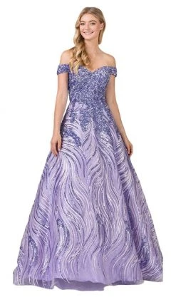 Eureka Fashion - 8007 Sequin Embellished Off-Shoulder Ballgown