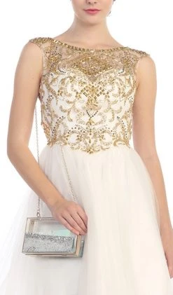 Eureka Fashion - Crystal Embellished Sheer Cocktail Dress