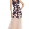 Eureka Fashion - Illusion Bateau Floral Embroidered Trumpet Dress