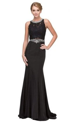 Eureka Fashion - Jewel Lace Formal Dress 6300 - 1 Pc Black In Size M Available