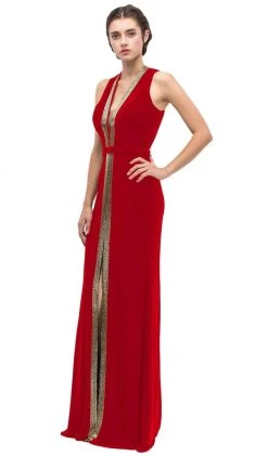 Formal Gowns Eureka Fashion - Plunging Gold Beading Fitted Evening Dress 13 Formal Gowns Eureka Fashion - Plunging Gold Beading Fitted Evening Dress