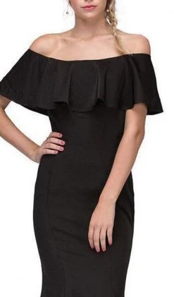 Formal Gowns Eureka Fashion - Ruffle Paneled Off Shoulder Mermaid Gown 7113