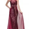 Eureka Fashion - Sequined Illusion Halter Evening Dress With Sheer Overlay
