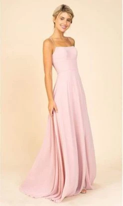Eureka Fashion - Straight Across A-Line Dress With Slit 9611 - 2 Pc Dusty Rose In Size S And M Available