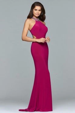Formal Gowns Faviana - 10038 Jewel Adorned Halter Cutout Gown