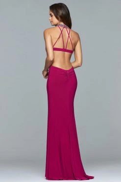 Formal Gowns Faviana - 10038 Jewel Adorned Halter Cutout Gown
