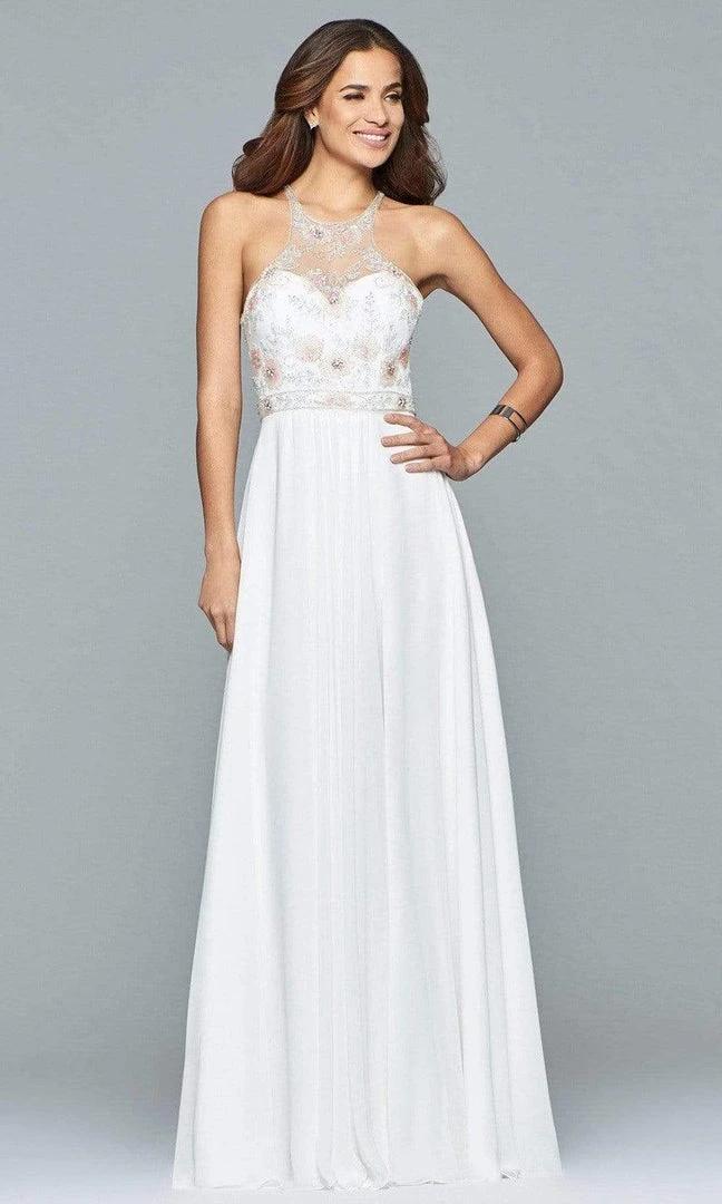 Formal Gowns Faviana - 10043 Floral Beaded Illusion Halter A-Line Dress 5 Formal Gowns Faviana - 10043 Floral Beaded Illusion Halter A-Line Dress