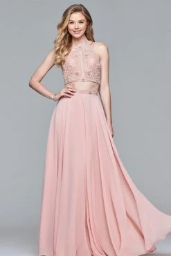 Faviana - 10059 Two-Piece Halter Illusion Panel Gown Formal Gowns