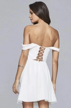 Faviana - 10163 Deep Off-Shoulder Chiffon Cocktail Dress Cocktail Dresses