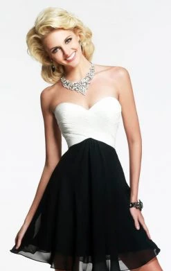 Cocktail Dresses Faviana - 7421 Colorblock Strapless Chiffon Short Dress