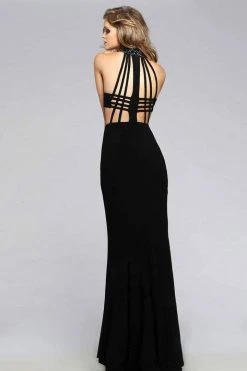 Faviana - 7728 Jersey Jewel Neck Evening Dress With Side Cut-Outs Formal Gowns