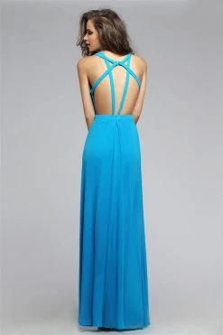 Faviana - 7741 Mesh Long Dress With Illusion Cut-Out