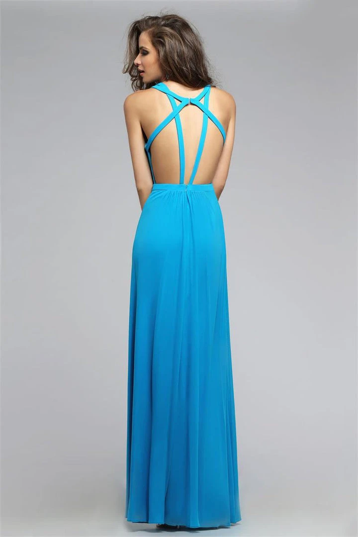 Faviana - 7741 Mesh Long Dress With Illusion Cut-Out 4 Faviana - 7741 Mesh Long Dress With Illusion Cut-Out