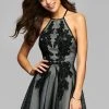 Cocktail Dresses Faviana - 7874 Lace Halter Neck A-Line Dress - 1 Pc Black/Ivory In Size 8 Available