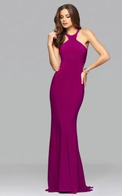 Formal Gowns Faviana 7894 High Halter Jersey Cutout Sheath Gown - 1 Pc Wild Orchid In Size 6 Available 7 Formal Gowns Faviana 7894 High Halter Jersey Cutout Sheath Gown - 1 Pc Wild Orchid In Size 6 Available