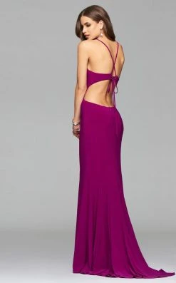 Formal Gowns Faviana 7894 High Halter Jersey Cutout Sheath Gown - 1 Pc Wild Orchid In Size 6 Available 8 Formal Gowns Faviana 7894 High Halter Jersey Cutout Sheath Gown - 1 Pc Wild Orchid In Size 6 Available