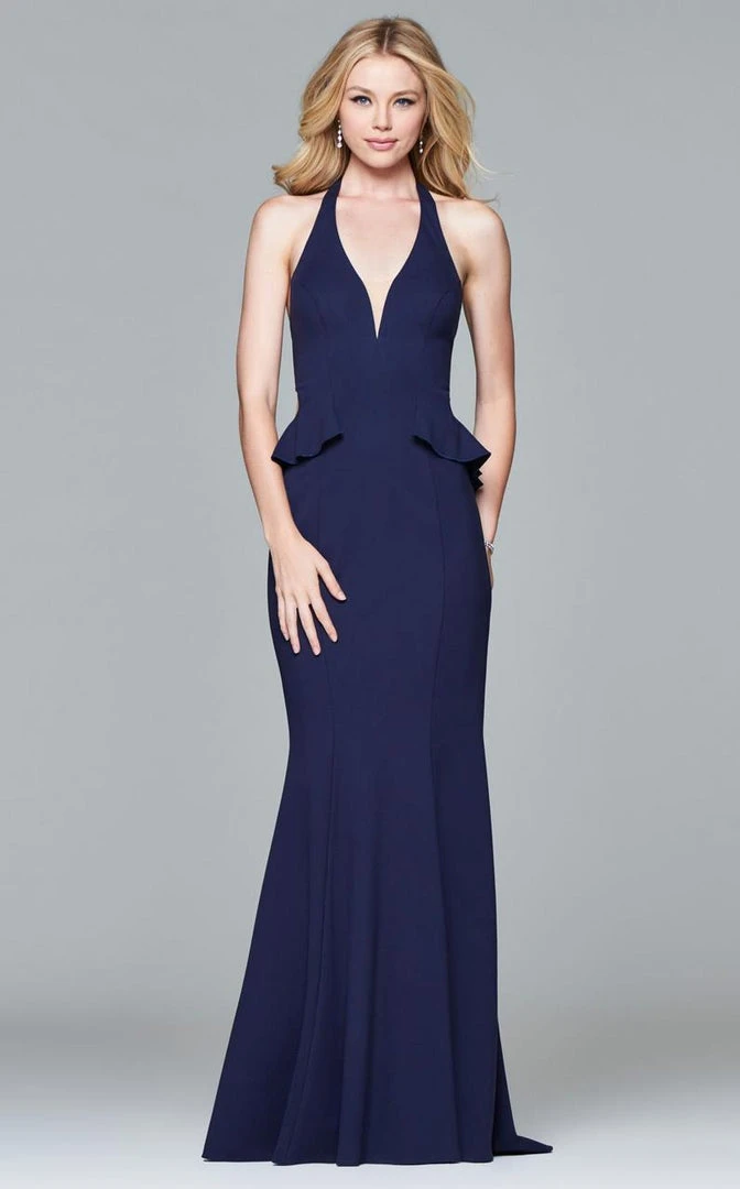 Faviana - 7903 Ponte Illusion V-neck Halter Evening Dress With Peplum Formal Gowns 3 Faviana - 7903 Ponte Illusion V-neck Halter Evening Dress With Peplum Formal Gowns