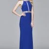 Formal Gowns Faviana - 7910 Long Halter Jersey Dress With Beaded Waistband And Neckline