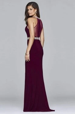 Formal Gowns Faviana - 7910 Long Halter Jersey Dress With Beaded Waistband And Neckline