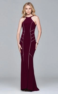 Faviana - 7917 Long Jersey Dress With Halter Neck 12 Faviana - 7917 Long Jersey Dress With Halter Neck