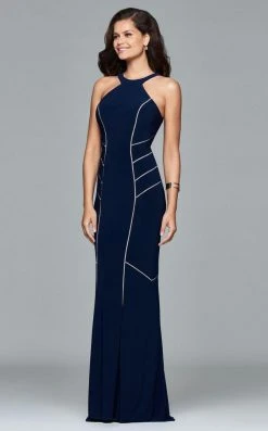 Faviana - 7917 Long Jersey Dress With Halter Neck