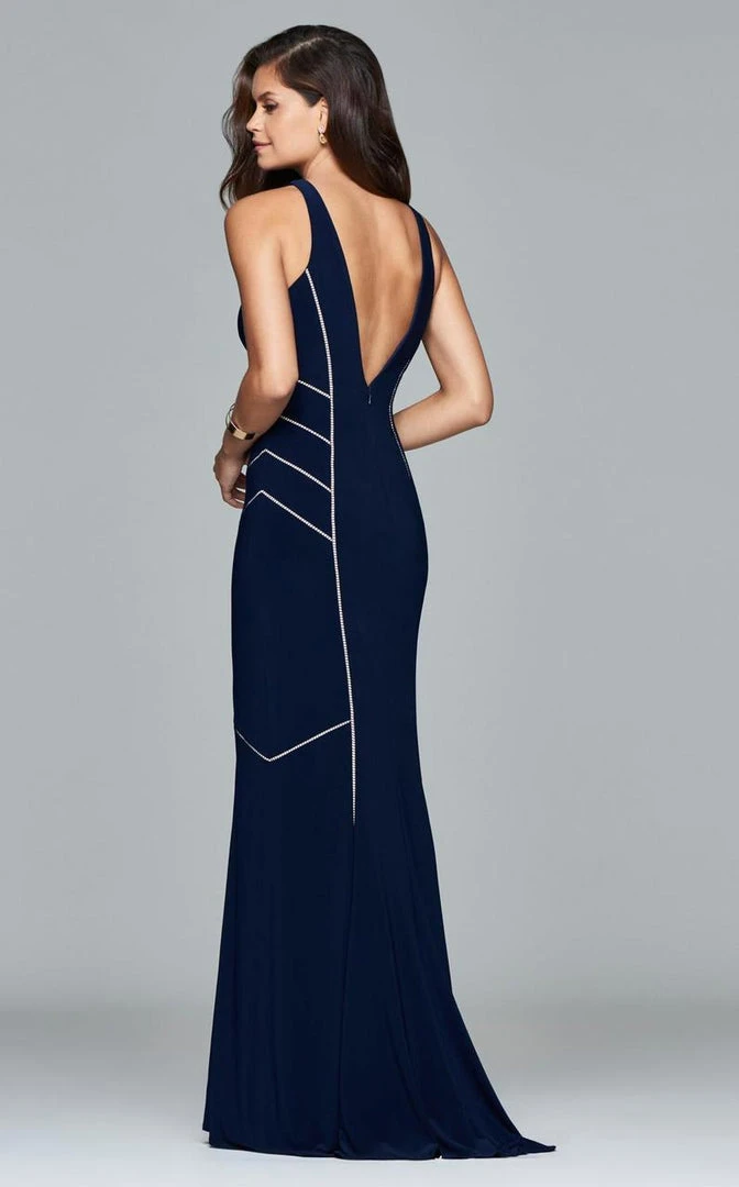 Faviana - 7917 Long Jersey Dress With Halter Neck 5 Faviana - 7917 Long Jersey Dress With Halter Neck