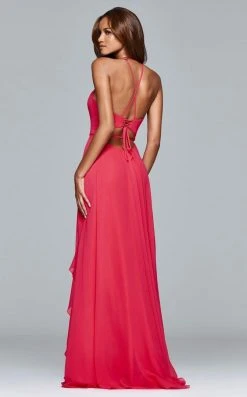 Faviana - 7939 Long Halter Dress With Layered Ruffle Detail