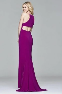 Faviana - 7976 Halter Neck Jersey Trumpet Dress - 1 Pc Wine In Size 4 Available Formal Gowns
