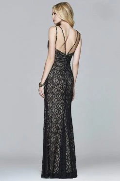 Faviana - 7995 Long V-neck With Lace Detail Formal Gowns