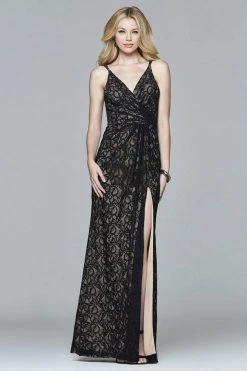 Faviana - 7995 Long V-neck With Lace Detail Formal Gowns