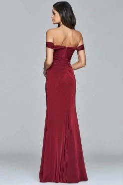 Formal Gowns Faviana 8083 Draped Off Shoulder Ruched Evening Dress - 1 Pc Black In Size 6 Available